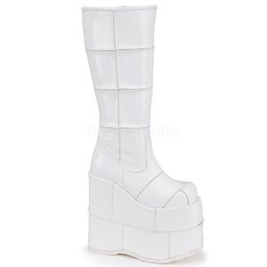 White demonia stacks platform boots